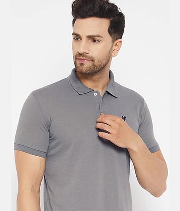 The Million Club Pack of 1 Cotton Blend Regular Fit Solid Half Sleeves Men's Polo T Shirt ( Grey )
