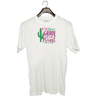 UDNAG Unisex Round Neck Graphic 'Teacher Student | 4th grade is on point' Polyester T-Shirt White