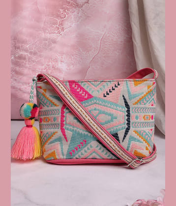 Anekaant Sling Bag Cotton Set of 1 ( Pink )