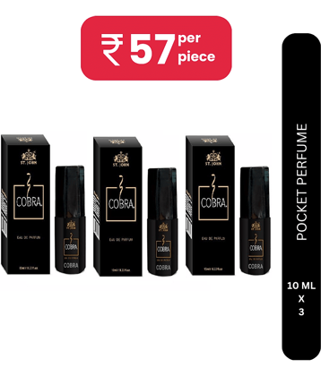 ST.JOHN Cobra Perfume 10ml Long Lasting Pocket Perfume For Men 10ml Each (30ml) - Pack of 3