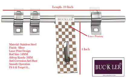 BUCKLER Stainless Steel Aldrop for Main Door| Gate| Kitchen | Bedroom Door|Office Door and Wooden Doors, Chess Laser Print (14MM-3MM, 10 Inch) (4)