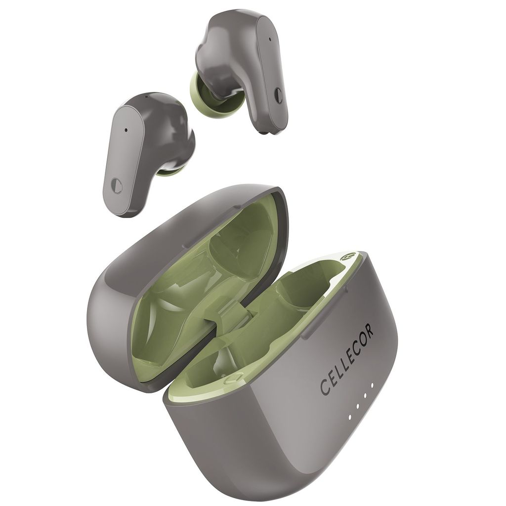 Cellecor BroPods C109 QUAD TWS, 60H Playtime,Quad Mic ENC,5.3v BT,50ms Low Latency Gaming Bluetooth-Grey Olive Green