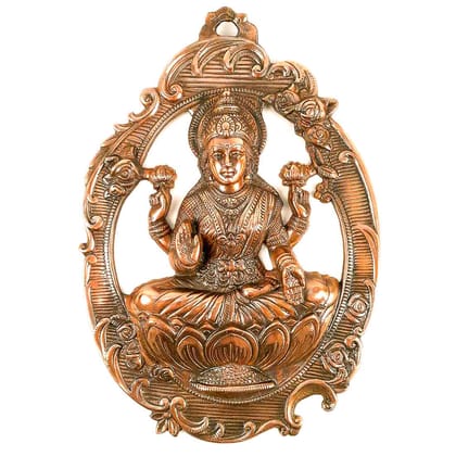 Lakshmi Wall Hanging Statue - Sitting on Lotus / Kamal | Goddess Laxmi Wall Art - for Home, Diwali Puja, Living Room & Office | Antique Wall Idol for Religious & Spiritual Decor  - 16 Inch
