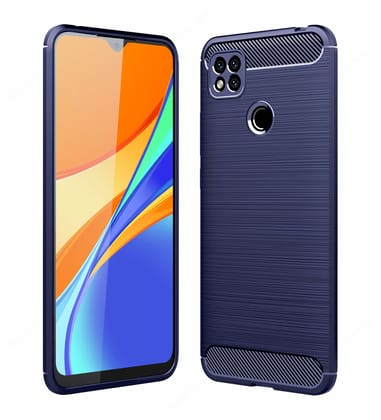 Carbon Fibre Series Shockproof Armor Back Cover for Xiaomi Redmi 9, 6.53 inch, Blue