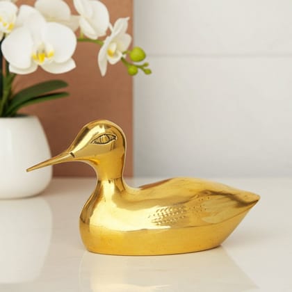 Brass Showpiece Duck Pair Statue (ANMAS095)