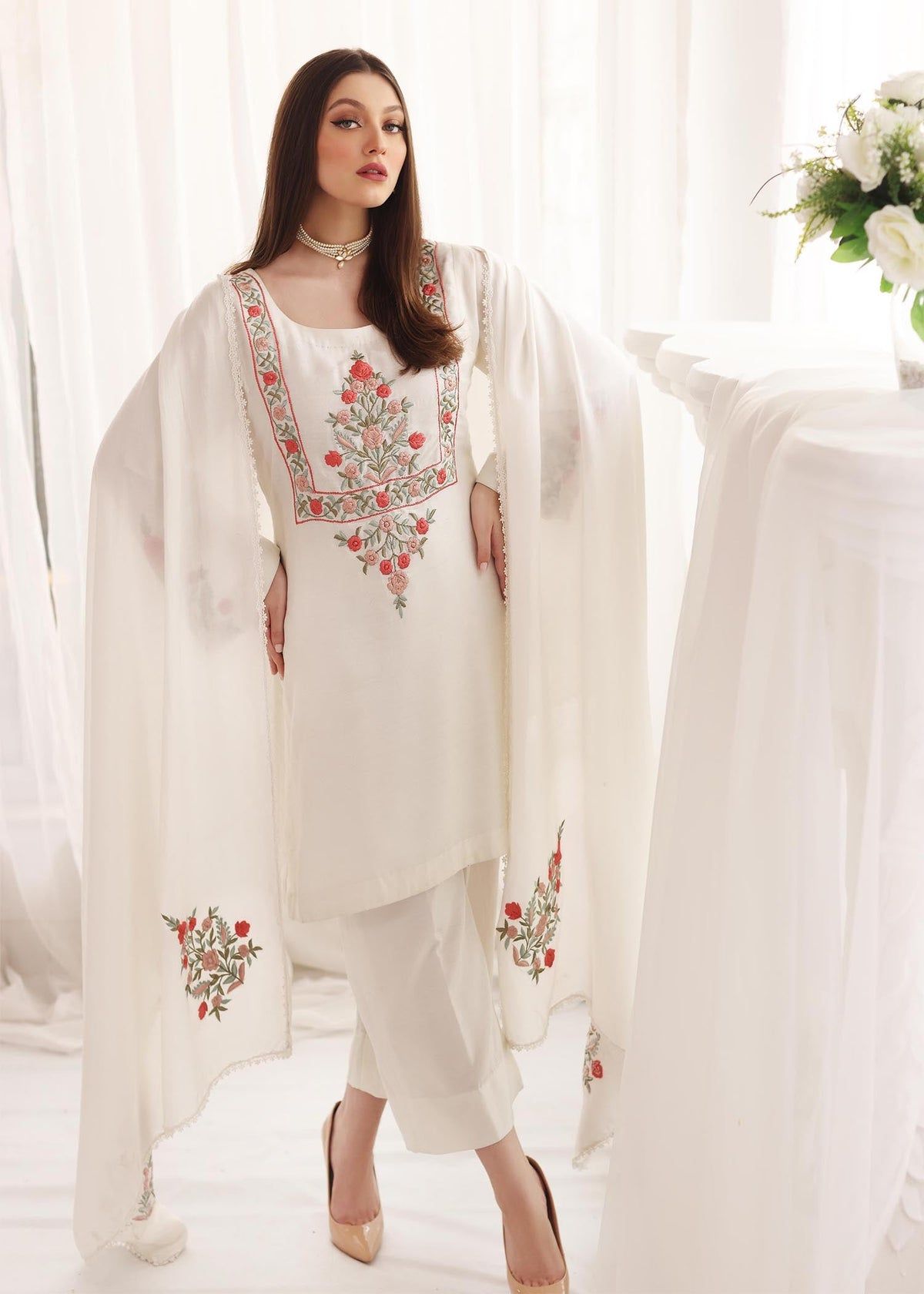 Embroidered Modal Silk Set-S