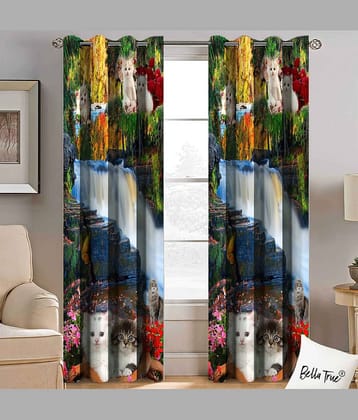 BELLA TRUE  Multicolor Pack of 2 Polyester Window Curtain (3.5 ft X 5 ft)