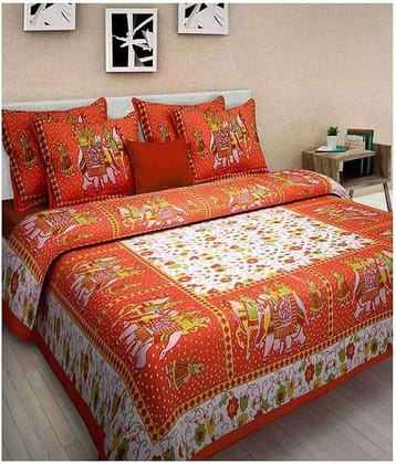 Bombay Spreads Cotton King Bedsheet ( Orange )