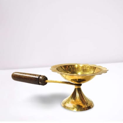 MAYAPURI Brass Dhoop Dani/Kapoor Dani/Campher Lamp Brass Table Diya