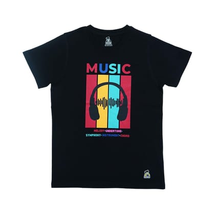 KUCHU Kids’ Unisex T-Shirt “Music” Graphic Digital Print | Premium Cotton-Modal Blend | Soft, Breathable & Durable Casual Wear for Boys & Girls