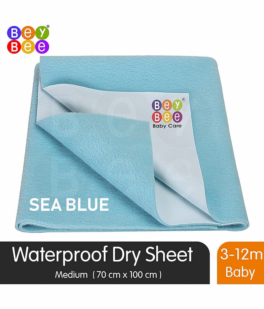 BeyBee Waterproof Rubber Sheet (Medium (100cm X 70cm), Sea Blue)