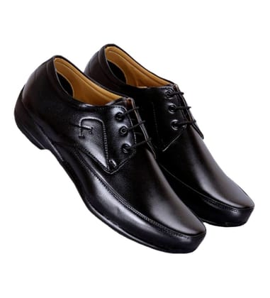 Mens Solid Synthetic Leather Formal Shoes Size 7 (Black)
