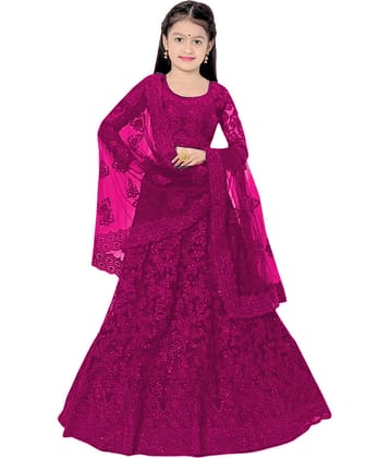 piludi Net Lehenga Choli Set For Girls ( Pack of 1 , Green )