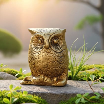 Brass Home Decorative Owl Showpiece Statue (ANMAS237 B)