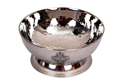 Pure Steel Hammered Design Dessert Bowl with Stand -160 ML-2