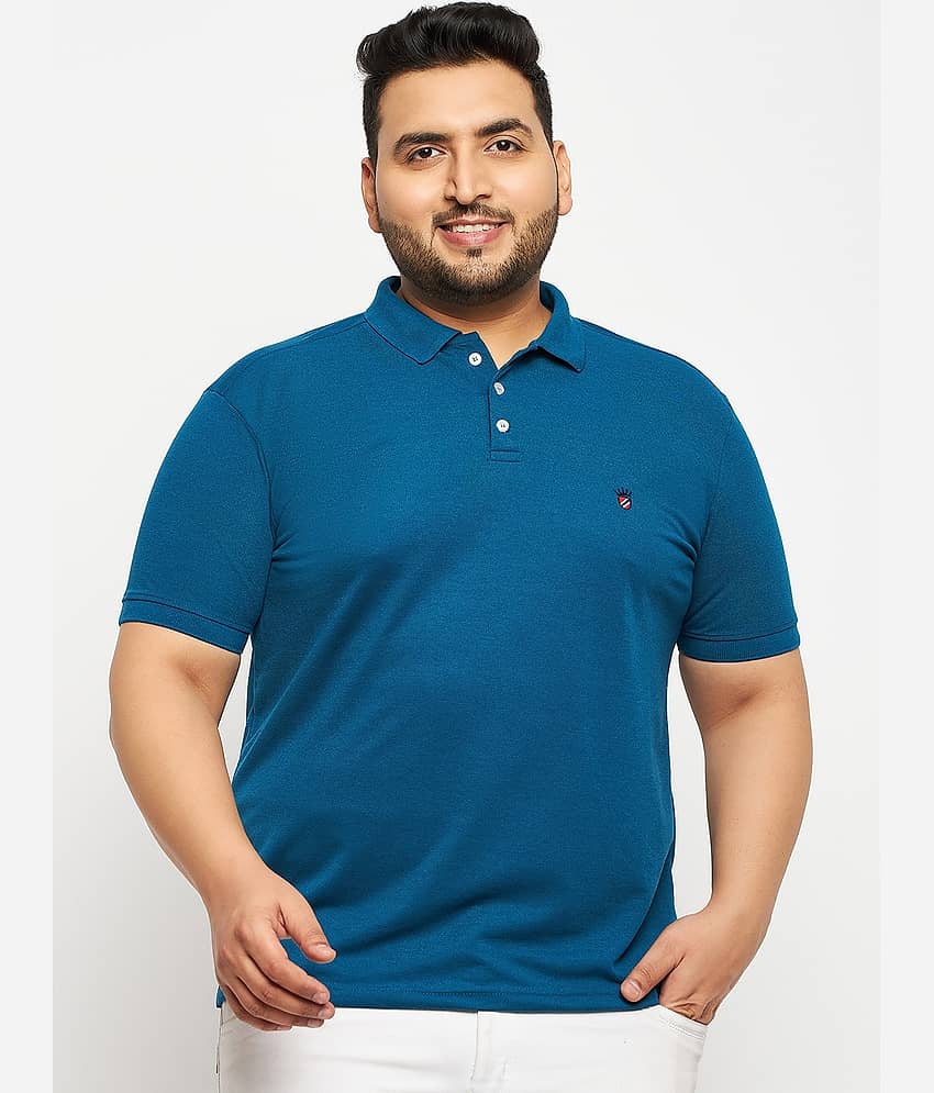 RELANE Pack of 1 Cotton Blend Regular Fit Solid Half Sleeves Men's Polo T Shirt ( Navy Blue )