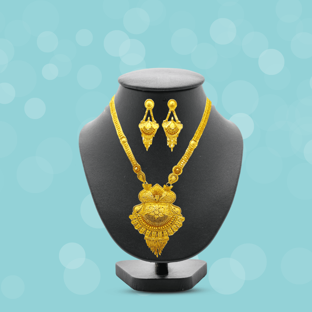 Gold-Plated Necklace Elegant 1 Gram Haram & Earrings Set