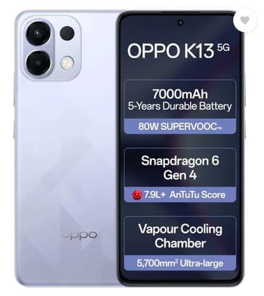 OPPO K13 5G with 7000mAh and 80W SUPERVOOC Charger in-The-Box, ICY Purple (8GB, 128GB)