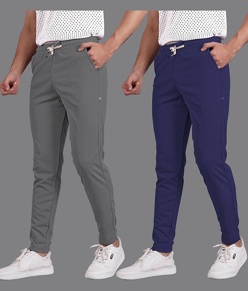 Septem Off White Cotton Blend Men's Sports Trackpants ( Pack of 2 )