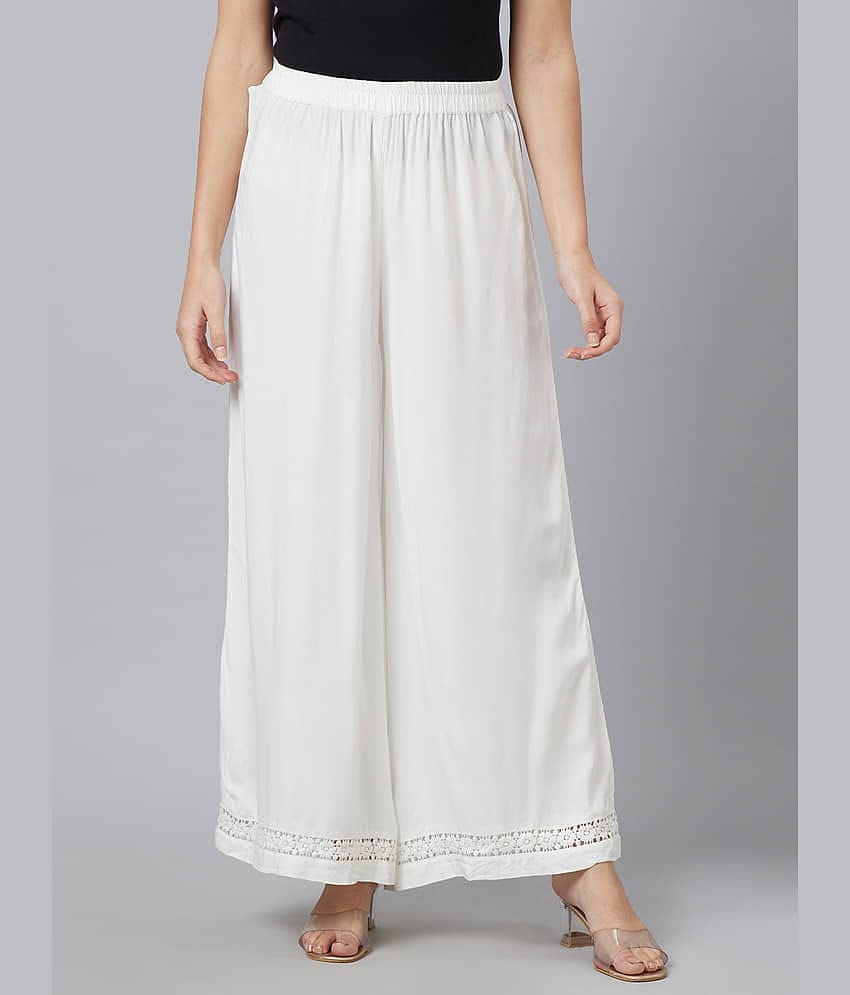 Globus - Off White Viscose Flared Women's Palazzos ( Pack of 1 )