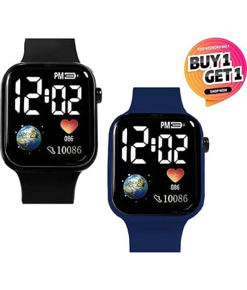 Fadiso Fashion Black Dial Digital Boys Watch ( Pack Of 2 )