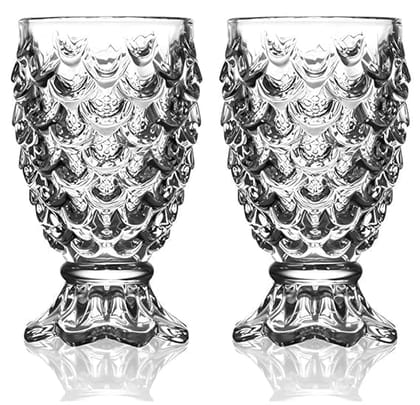 Crystal Clear Pineapple Shaped Juice Glasses | 180 ML | Creative Drinking Glass Suitable for Cocktail, Mocktail, Juice, Falooda, Soda, Mojito |