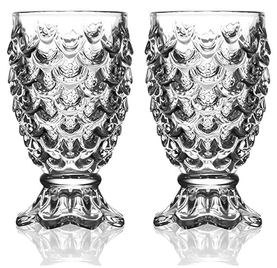 Crystal Clear Pineapple Shaped Juice Glasses | 180 ML | Creative Drinking Glass Suitable for Cocktail, Mocktail, Juice, Falooda, Soda, Mojito |