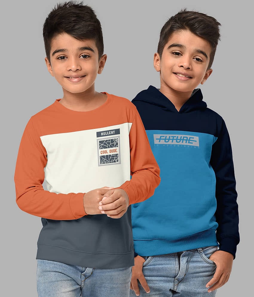 HELLCAT Pack of 2 Boys Cotton Blend Sweatshirt ( Multi Color )