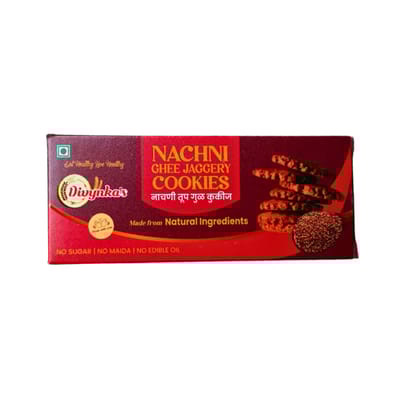 DIVYNKA Hand-made Nachani Cookies, Made by Organic Jaggery, No Maida, No Artificial colour, Pack of 100 gm