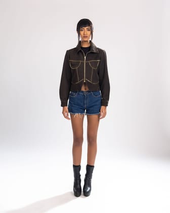 CORSET ZIPPER JACKET-S