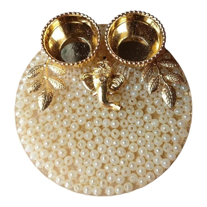 ART2ARTIST Resin Plate of Roli Chawal Platter for Rakhsha Bhandhan, Pooja Thali, Home Decorations,Diwali Gift | 4 Inch | Gold