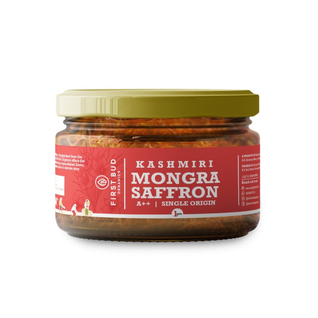 Premium Kashmiri Mogra Saffron - 1Gram | 100% Pure Saffron, Handpicked, Grade A++, High Potency | Perfect for Cooking, Baking, and Medicinal Use | High Crocin Content Kashmiri Saffron