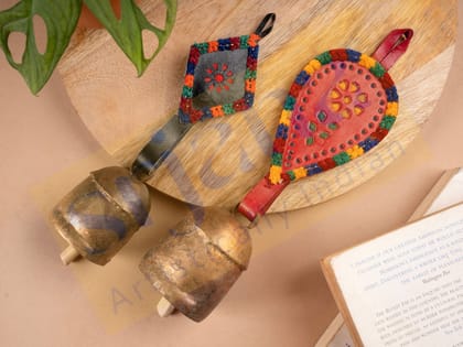 Srjana Handcrafted Leather and Copper Bells Handicrafts 2pc Srjana Handcrafted Leather and Copper Bells Handicrafts 2pc
