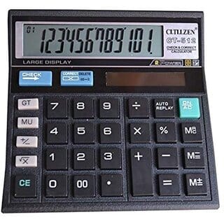 Orbit Check  Correct Calculator OT-600, 12 Digit, Auto Revise Extra Large Display