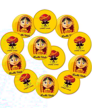 Zyozi ® Ladki Wale & Ladke Wale Badges, Wedding Party Badges - Ladki Wale & Ladke Wale Badges for Bride, Family & Friends | Team Groom & Team Bride Badges (Pack Of 12)