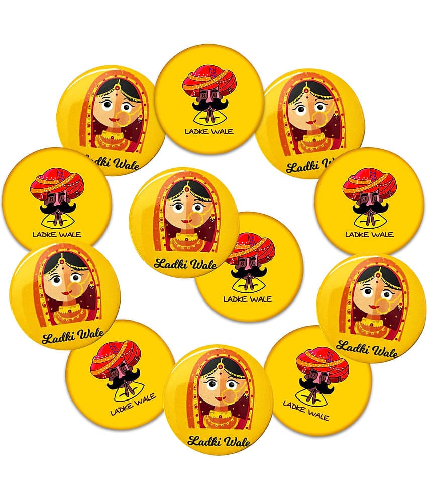 Zyozi ® Ladki Wale & Ladke Wale Badges, Wedding Party Badges - Ladki Wale & Ladke Wale Badges for Bride, Family & Friends | Team Groom & Team Bride Badges (Pack Of 12)