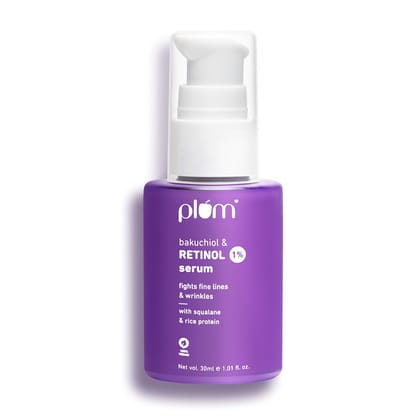 Plum 1% Retinol Anti-Aging Night Face Serum with Bakuchiol | Boosts Collagen, Reduces Fine Lines & Wrinkles | Retinol Serum for Face | for Women & Men | Beginner-Friendly | Suits All Skin Types | 30ml Plum 1% Retinol Anti-Aging Night Face Serum with Baku Plum 1% Retinol Anti-Aging Night Face Serum with Bakuchiol | Boosts Collagen, Reduces Fine Lines & Wrinkles | Retinol Serum for Face | for Women & Men | Beginner-Friendly | Suits All Skin Types | 30ml Plum 1% Retinol Anti-Aging Night Face Serum with Baku
