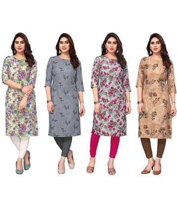 KETAKI FASHION Crepe Printed Straight Women's Kurti - Multicolor8 ( Pack of 4 )