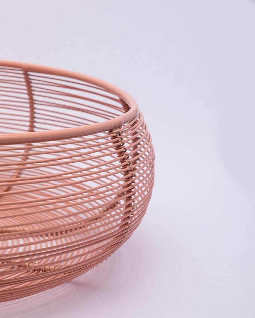 Market99 Metal Wire Countertop Fruit Bowl, Basket Holder Stand, For Home & Kitchen, Peach Colour, Iron