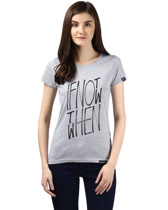 Womens Half Sleeve Ifnot Printed Grey Color Tshirts-Grey / Small / 100% Bio Wash Cotton