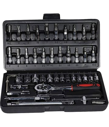 SKYVILLA 46 In 1 Pcs Tool Kit & Hand Tool Kit Wrench Set Multi Purpose Combination Tool Case Precision Socket Set,Screwdriver and Socket Set,Bike, Car Tool