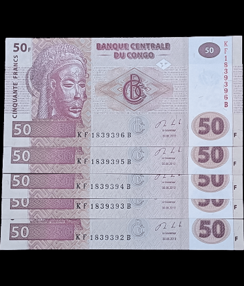 SUPER ANTIQUES GALLERY - CONGO 50 FRANCS SET OF 5 PCS 5 Paper currency & Bank notes