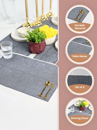 Elegant Grey Woven Pattern Dining Table Placemat