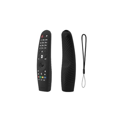 Silicone TV Remote Case Cover for LG Magic Remote (MR18, MR19, MR20) with Loop  Black (Remote Not Included).