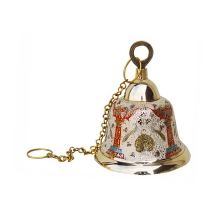 Brass Hanging Temple Pooja Bell, Bell White Color, Height : 8.5 Inch (FMAS511 A)
