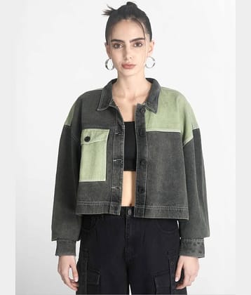 Bene Kleed Women Denim Jacket ( Green )