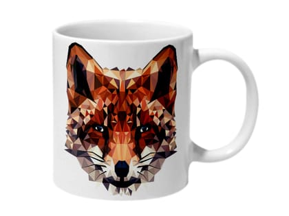Multicolor Geometric Fox Art Ceramic Mug
