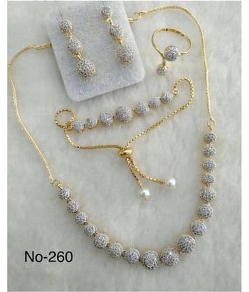 Navya Collections Alloy Silver Contemporary Contemporary/Fashion 18kt Gold Plated Necklace set Combo