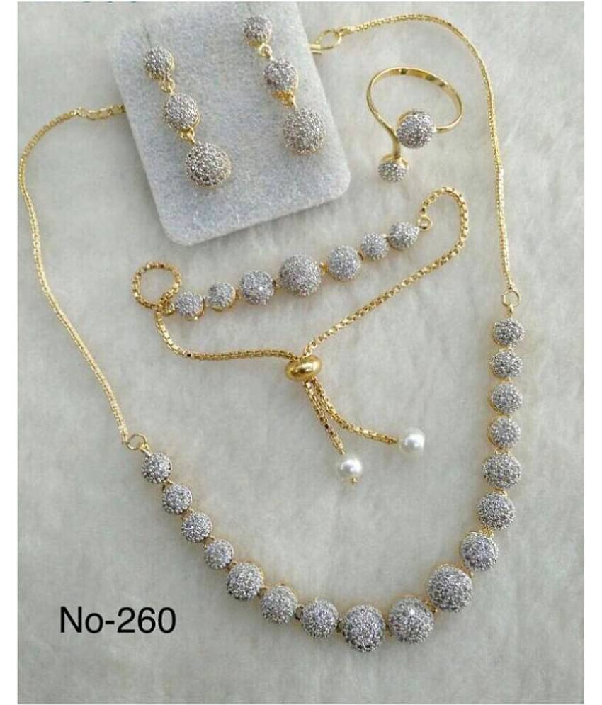 Navya Collections Alloy Silver Contemporary Contemporary/Fashion 18kt Gold Plated Necklace set Combo