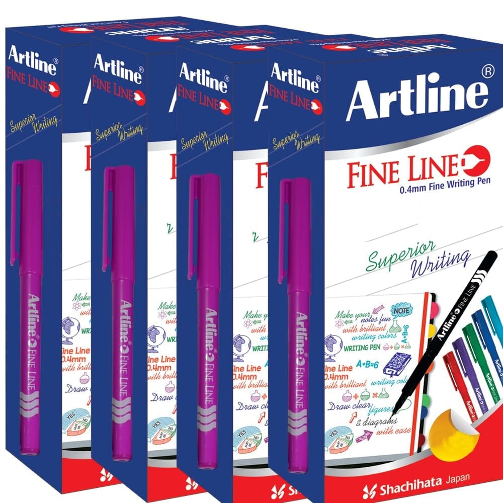 Artline Fine Line Pen Pack of 10 (PINK COLOUR) of Box 4 | For Superior Writing by Artists, Designers, and Students